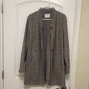 Old Navy Black & Cream Houndstooth Open-Front Coatigan